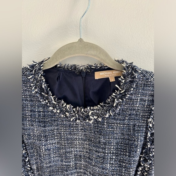 Michael Kors Italy tweed drop waist fit flare blue sleeveless mini 4 Chanel vibe - Picture 3 of 6